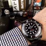 Perfect Replica Rolex Sea-Dweller Deepsea Black Face Black Steel Band 43mm Watch